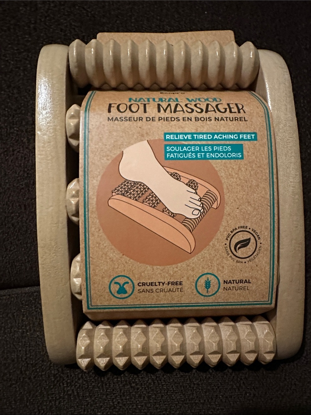 NWT Ecopro Natural Wood Foot Massager - Beige.
